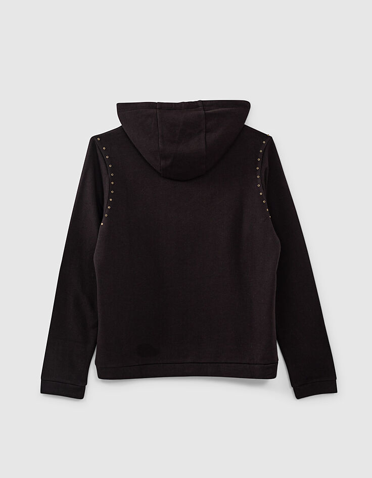 Sweat noir à capuche et décor strass noirs I.Code-4