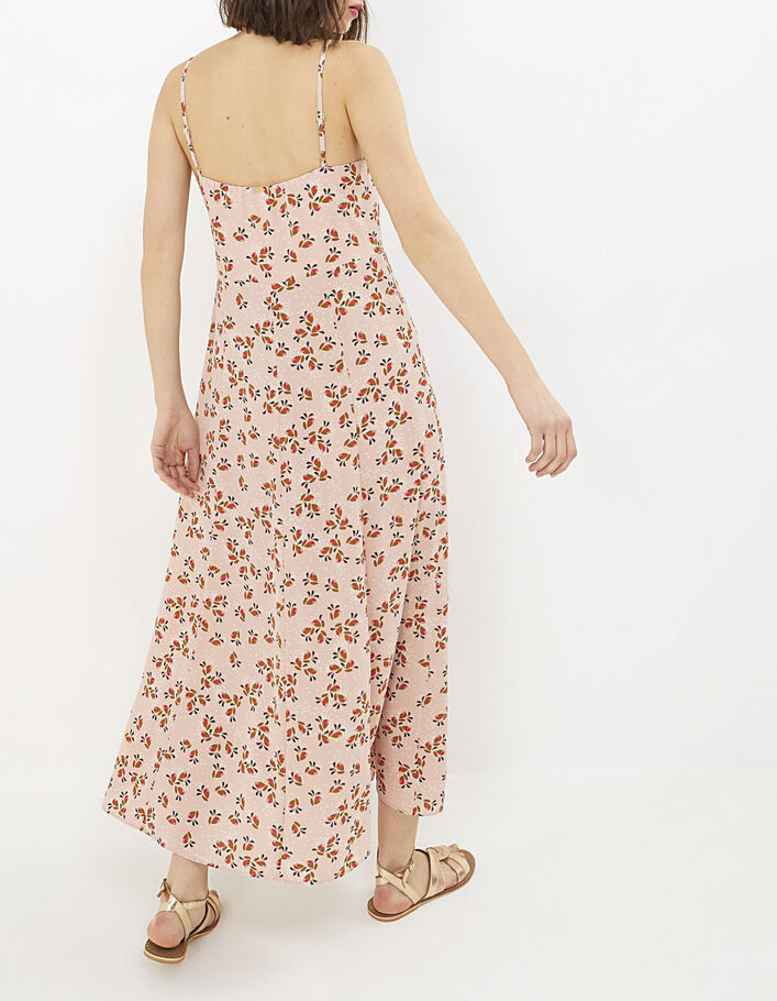 Hibiskusrosa Kleid mit Blumen- und Tupfenprint I.Code - I.CODE