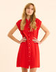 Robe chemise rouge fluide détail tresses I.Code-1