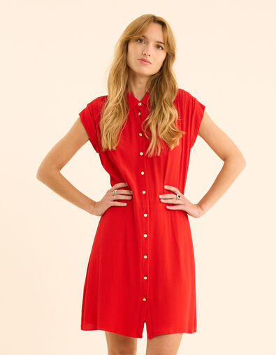 Robe chemise rouge fluide détail tresses I.Code