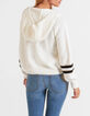 Gebroken wit gebreid vest met gestreepte mouwen I.Code-4