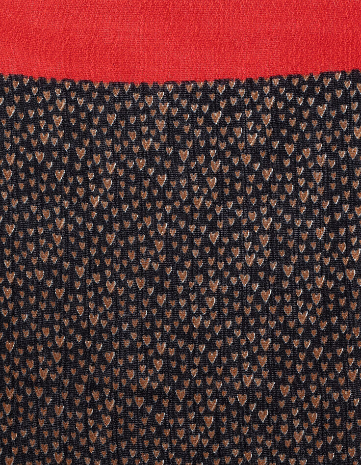 Schal Karneolrot, Schwaz und Gelb mit Herzprint I.Code-4