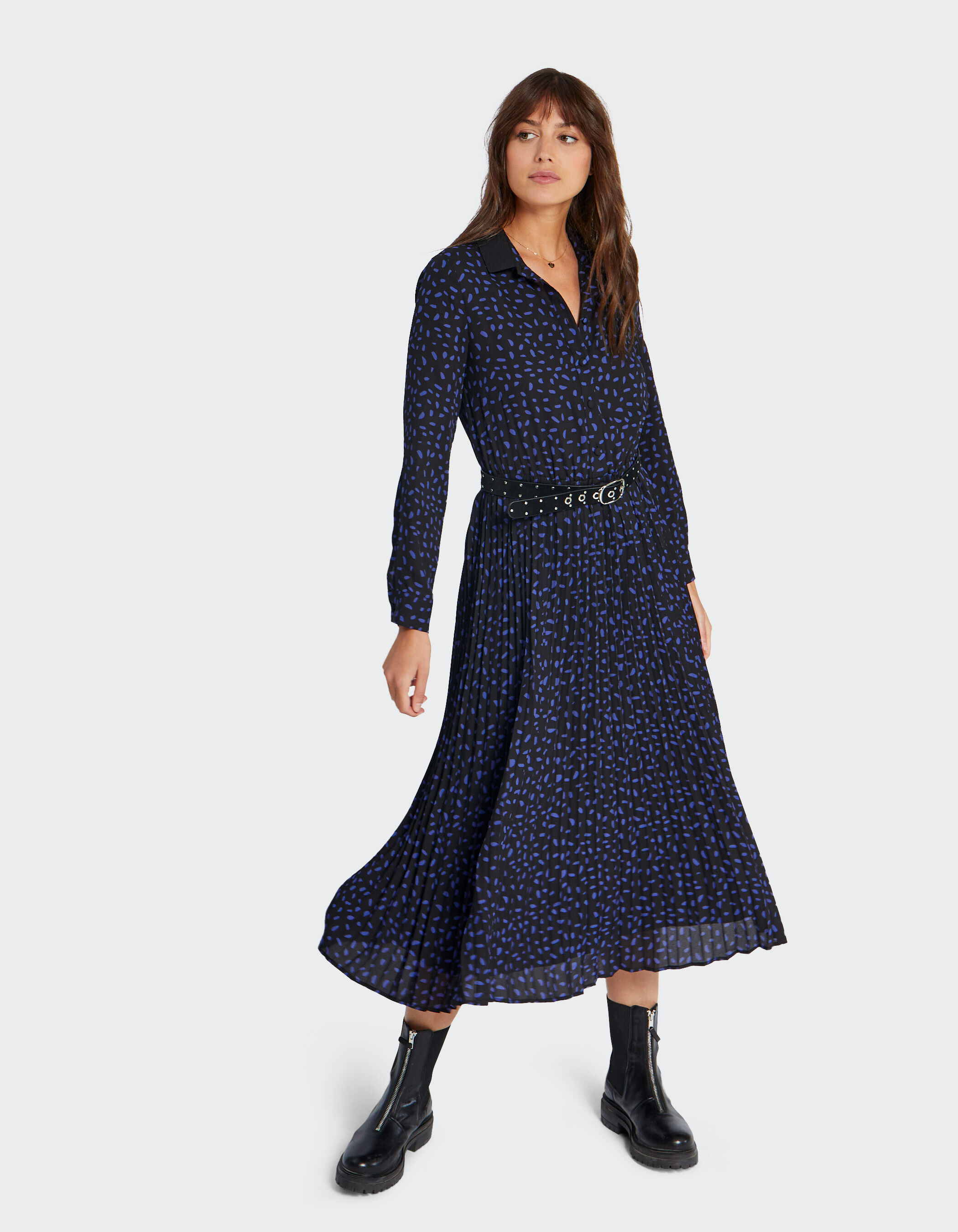 Jupe longue plissee a pois best sale