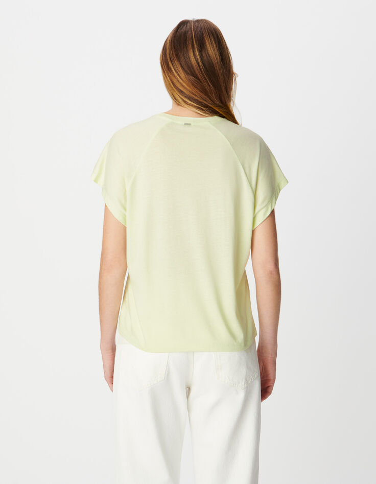 Gr&uuml;nes Damen-T-Shirt mit Palmen und Glitzerbotschaft-3