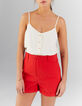I.Code cherry shorts with seaming on front-1
