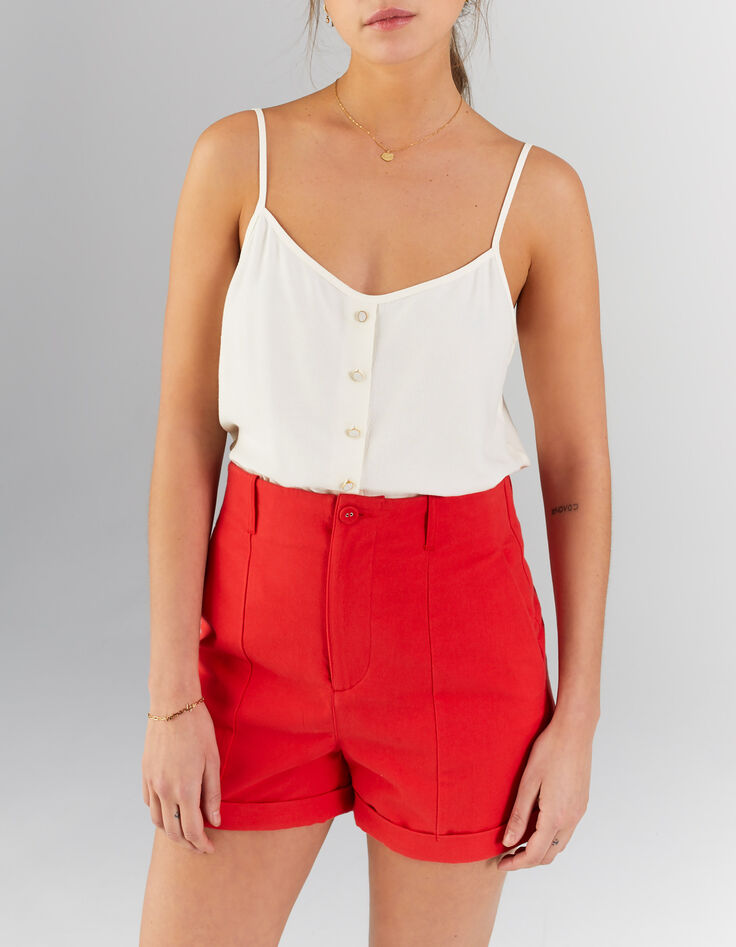 I.Code cherry shorts with seaming on front-1