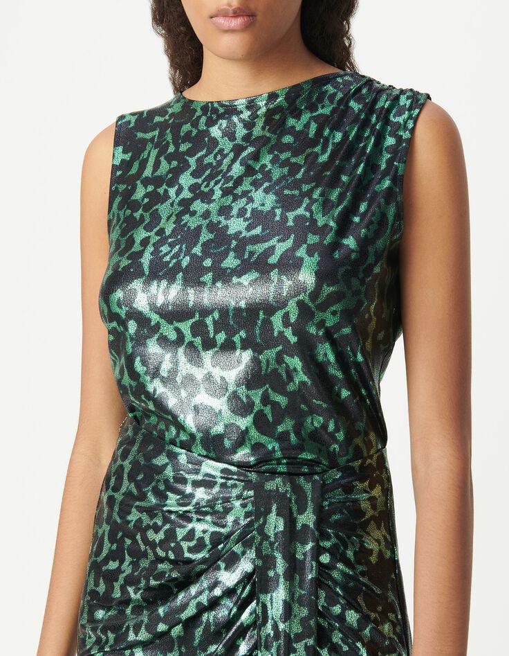 Gr&uuml;nes Damen-Top mit Metallic-Camouflage-Druck-5