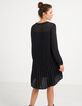 Vestido negro cuello cremallera espalda plisada I.Code-3