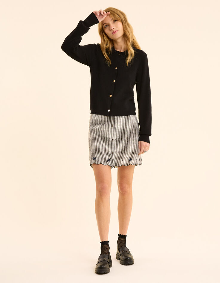 Ecru skirt with gingham pattern and I.Code embroidery-8