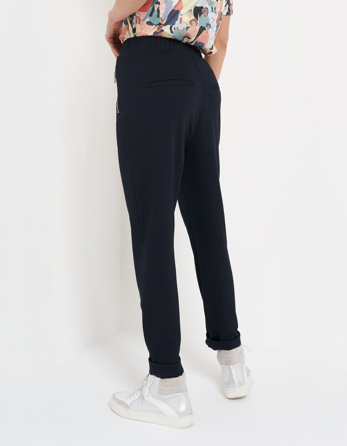I.Code navy Milano knit trousers with zipped pockets - I.CODE
