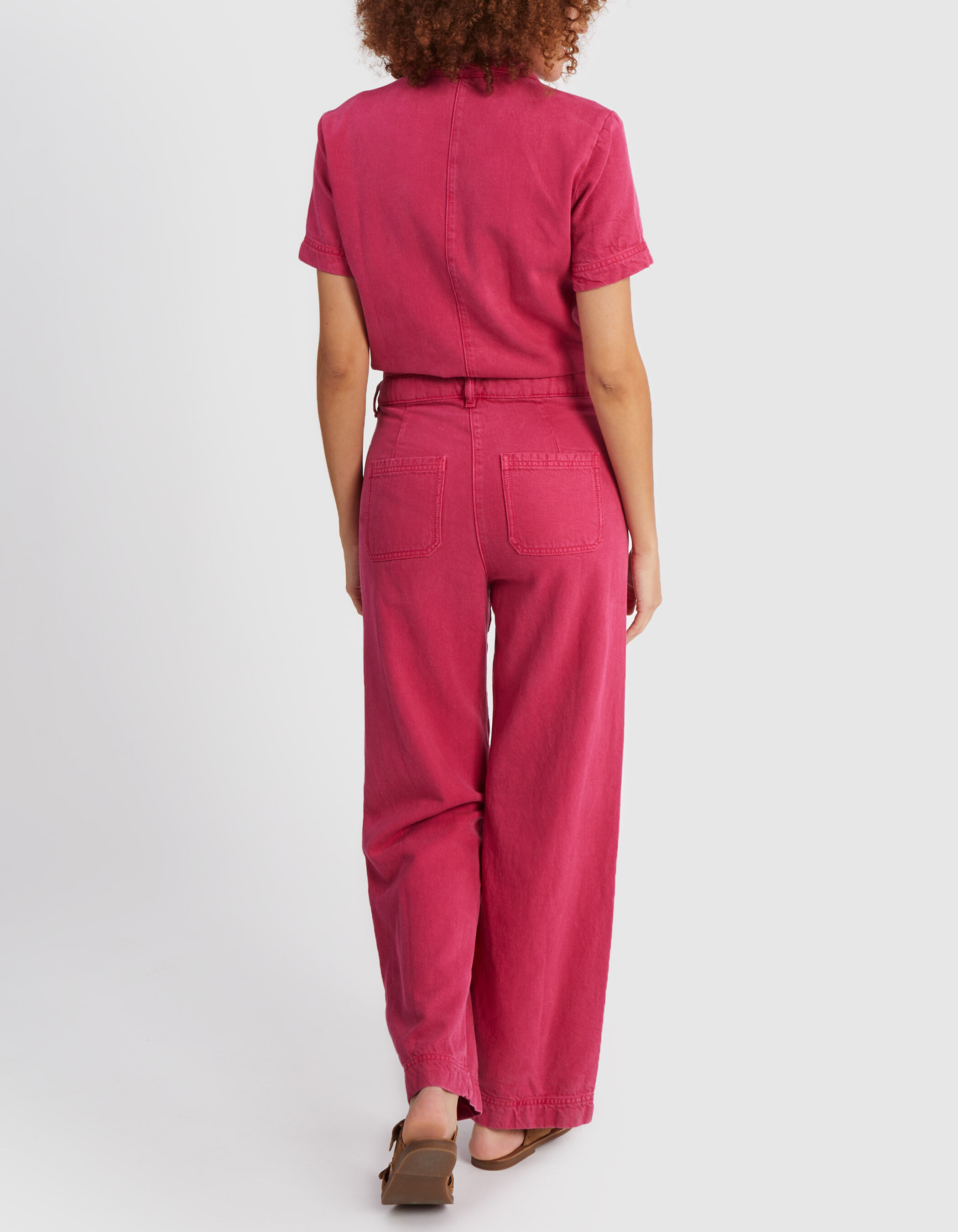 I.Code magenta denim jumpsuit