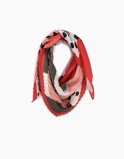 Pañuelo rosa plisado estampado geométrico
