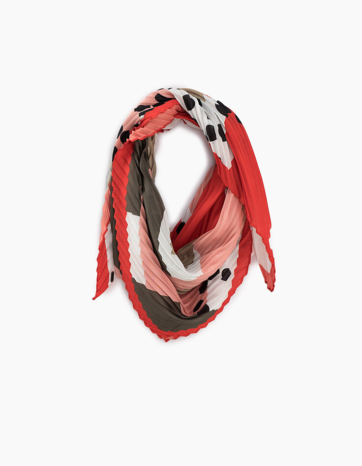 Pañuelo rosa plisado estampado geométrico-1 Pañuelo rosa plisado estampado geométrico-1
