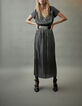 Langes silbernes Damen-Plisseekleid-6