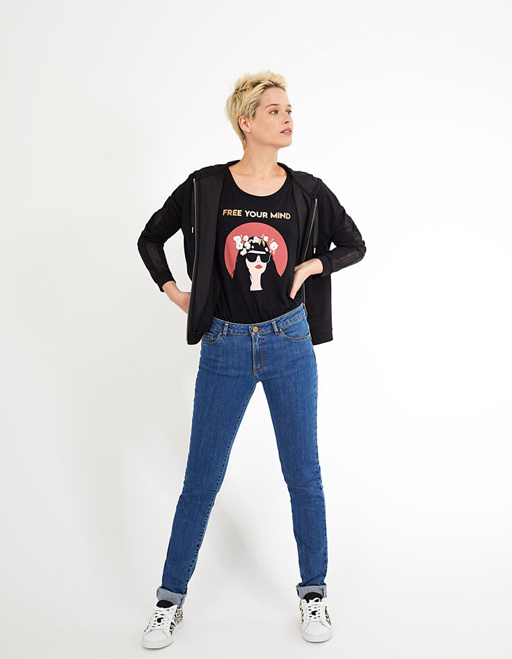 Zwart T-shirt Free your mind met gezicht I.Code-6
