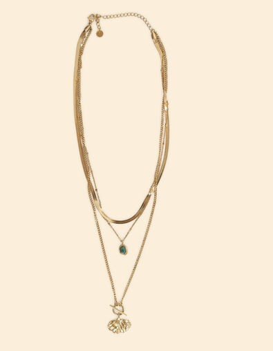 Collar de 3 vueltas con hoja de ginko I.Code
