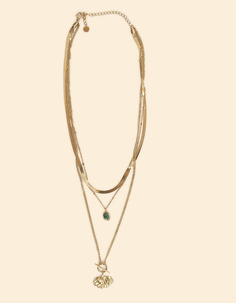 Collar de 3 vueltas con hoja de ginko I.Code