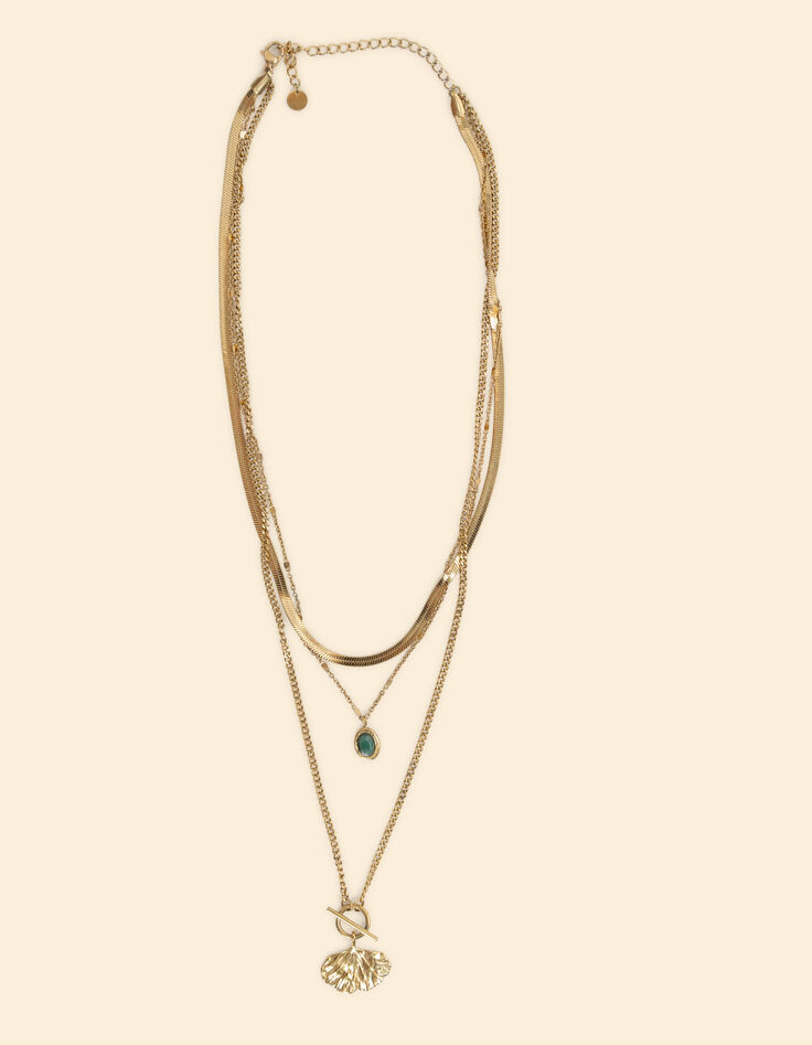 Collar de 3 vueltas con hoja de ginko I.Code-1