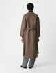Manteau long beige ceintur&eacute; Femme-3