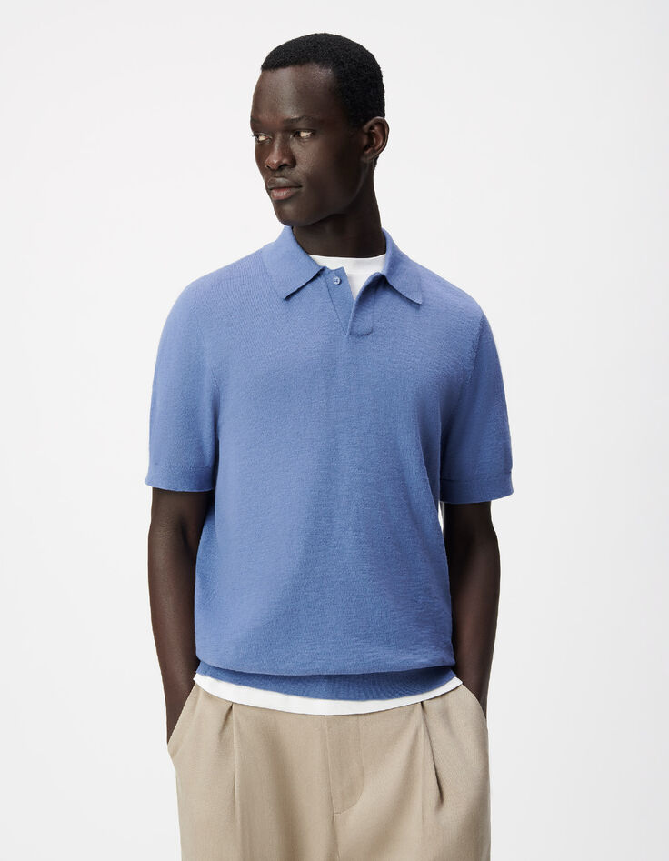 Poloshirt kurzarm blau geflammt Mesh Herren-1
