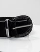 Ceinture noire large en cuir velours I.Code-3