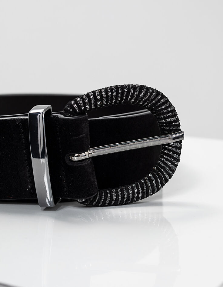 Ceinture noire large en cuir velours I.Code-3