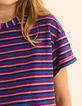 T-shirt violine rayures lurex multico I.Code-6