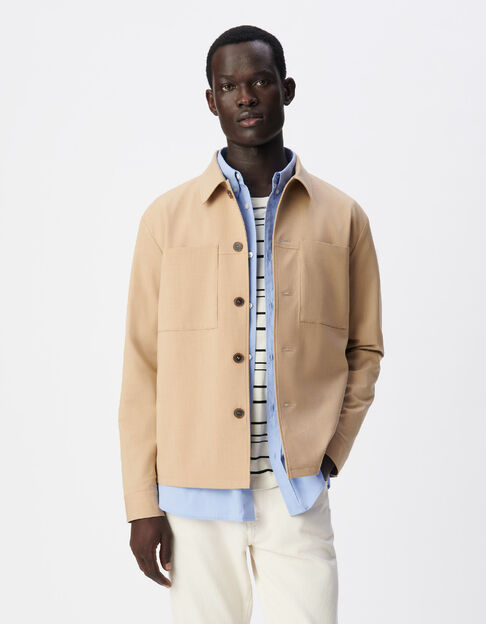 Dunkelbeige Herren &Uuml;berhemd Spiritus Anzugjacke - IKKS