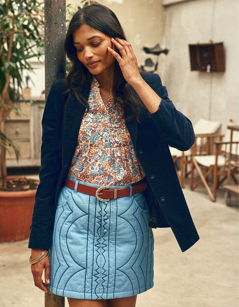 I.Code blue quilted short skirt