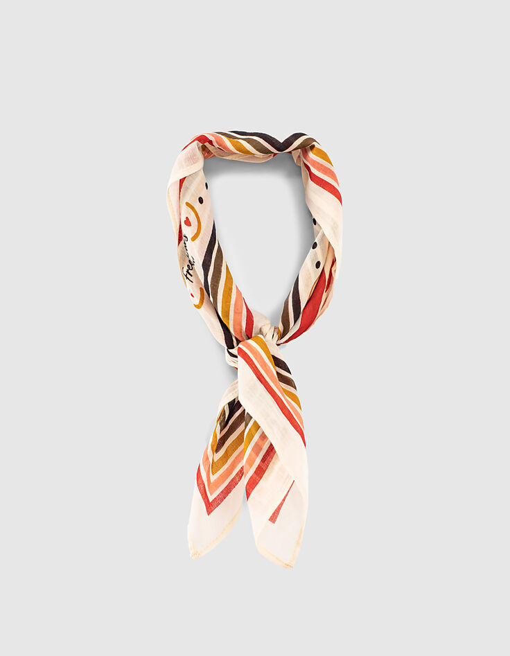 Foulard carré écru à message I.Code-3
