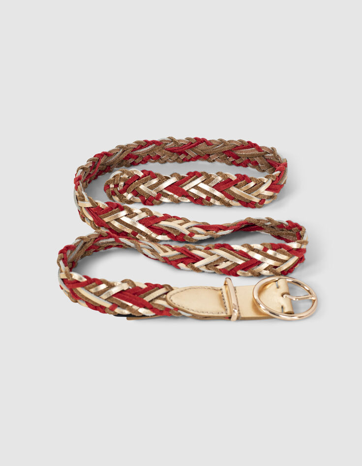 Ceinture dorée, fauve, rouge en cuir tressé I.Code-2