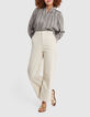 Pantalon large beige à fines rayures I.Code-2