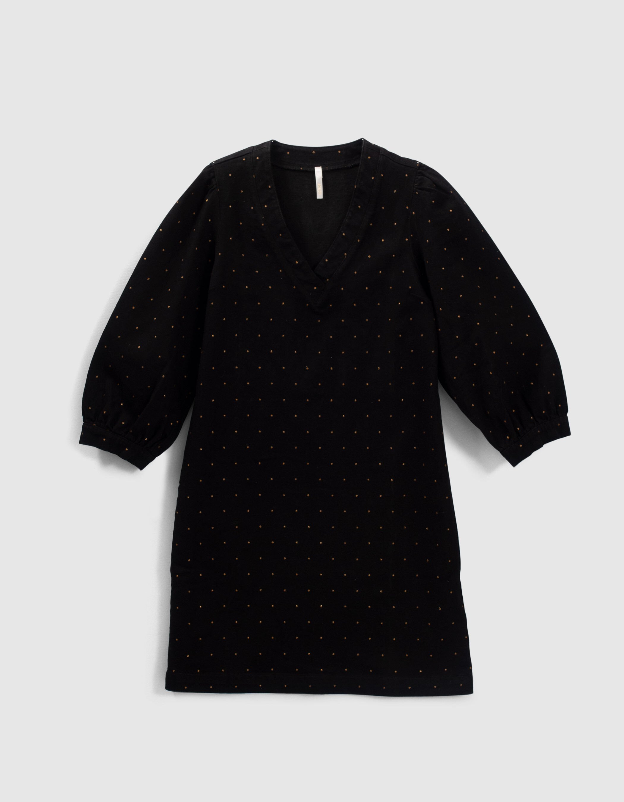 Vestido negro lunares dorados discount