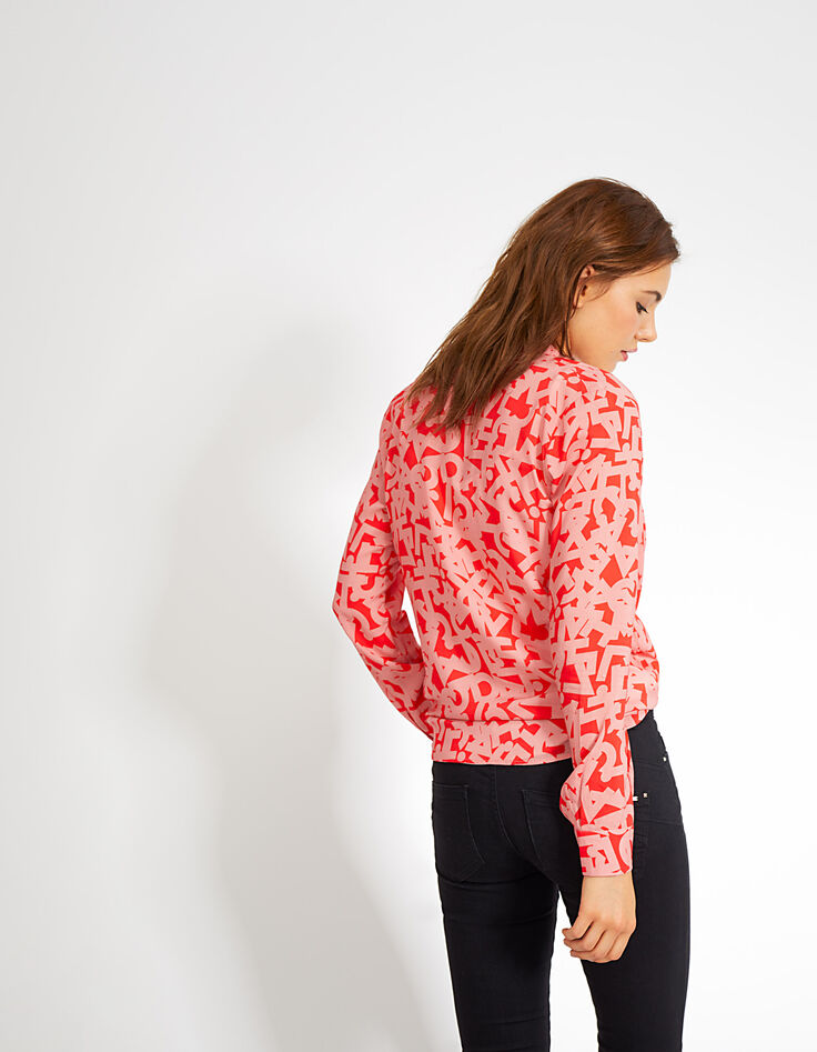 Roze overhemd met geometrische letterprint I.Code-4