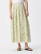 Falda floral de rayas verdes para mujer-4
