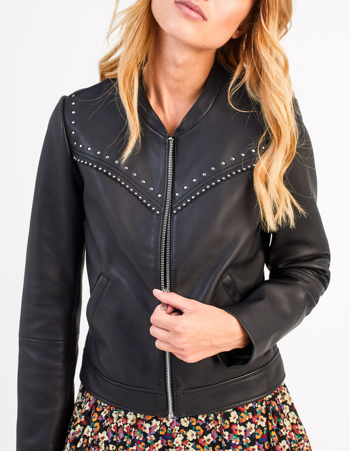 I.Code black studded leather jacket - I.CODE