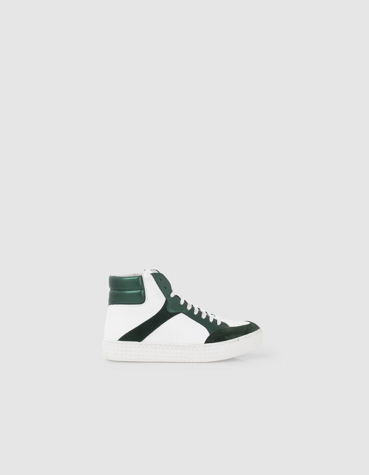I.Code imperial green and white high-top trainers-2