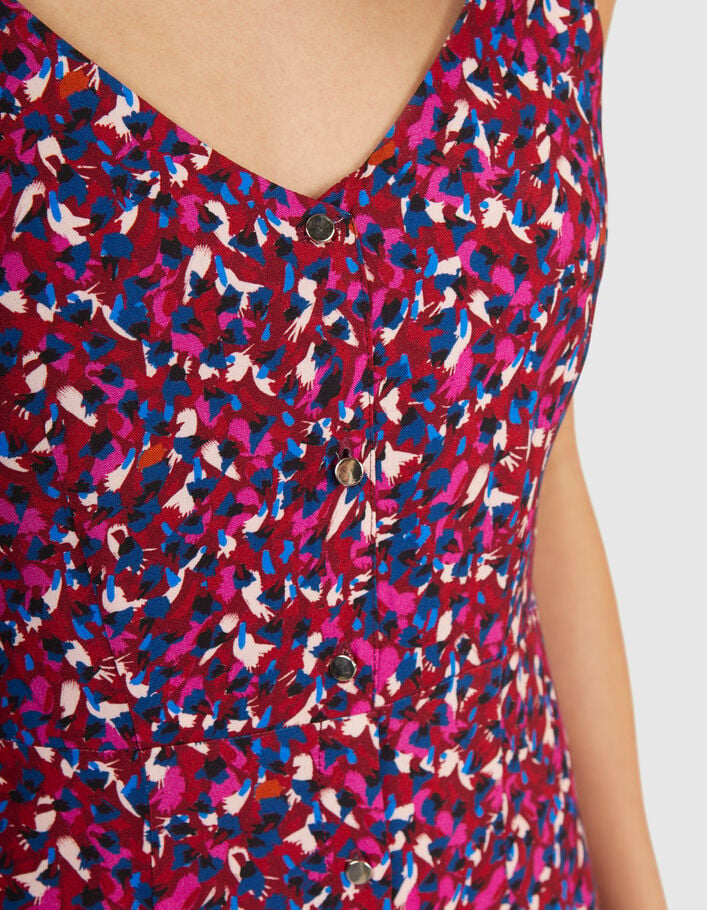 Purple tachist print dress with thin straps I.Code - I.CODE