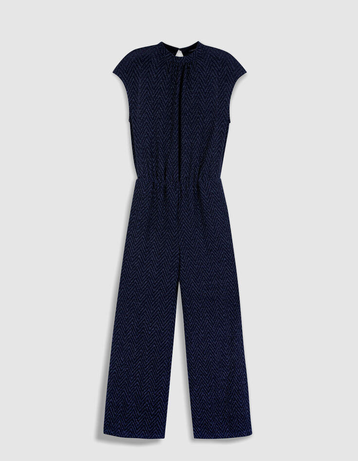 Marine Lurex-Hosenanzug Damen Fischgr&auml;tenmuster-7