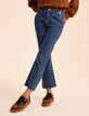 Flared blue cropped jeans fringed bottoms I.Code-3
