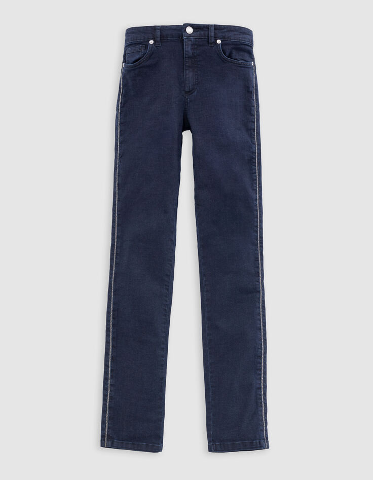 Damen slim Dunkelblaue chain back Jeans-6