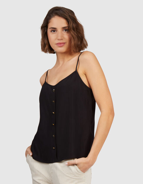 Top noir esprit lingerie décor boutons I.Code