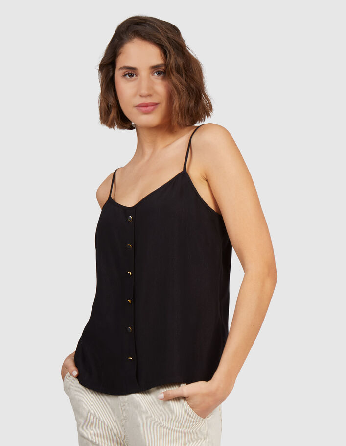Top noir esprit lingerie décor boutons I.Code-1
