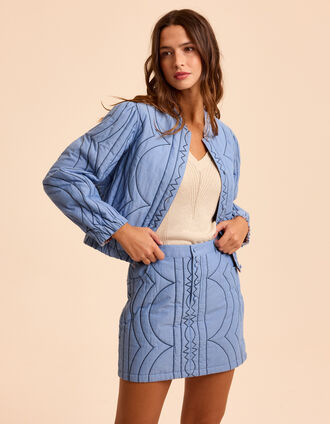 Wendebomberjacke blaue Steppung Blumenmuster I.Code