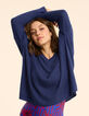 Blauer Lurex-Pullover Rippstrick mit Lochmuster I.Code-3