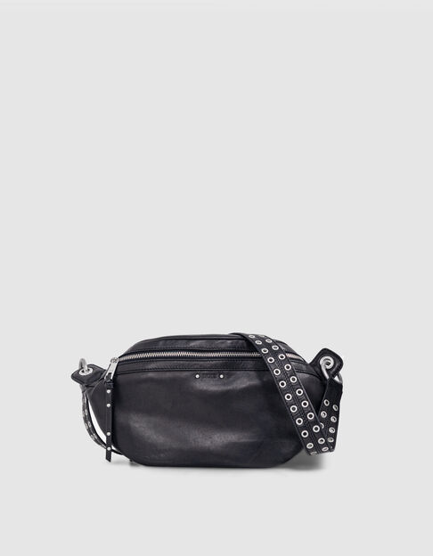 Damen 1440 schwarz Leder Bananentasche - IKKS