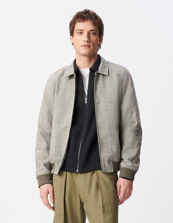 Taupe Bomberjacke Rei&szlig;verschluss Karo-4