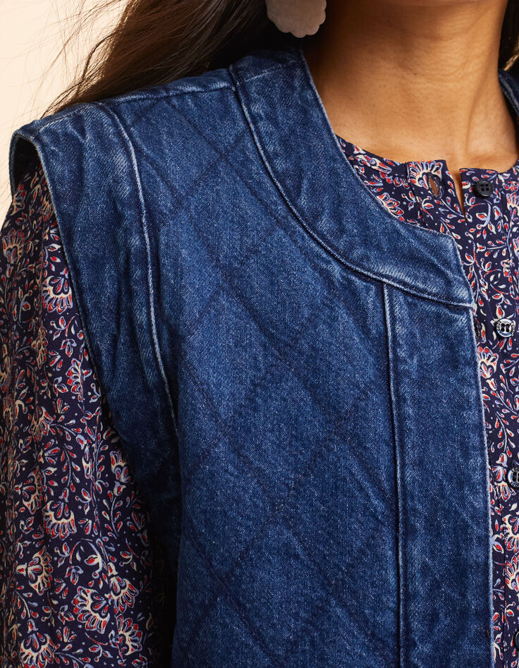 Chaqueta vaquera azul acolchada sin mangas I.Code-7