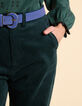 Pantalon de costume vert nuit velours c&ocirc;tel&eacute; I.Code-3