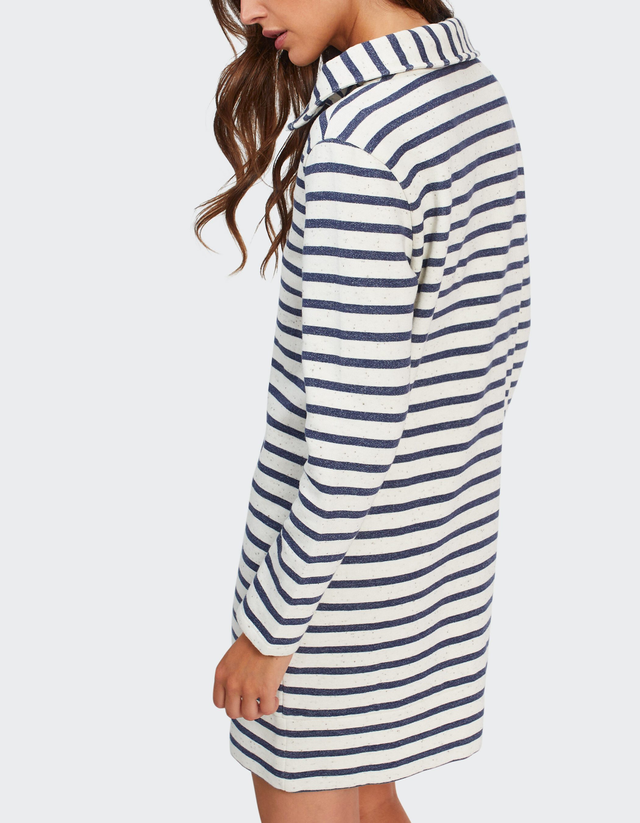 Vestido blanco roto felpa rayas azules I.Code